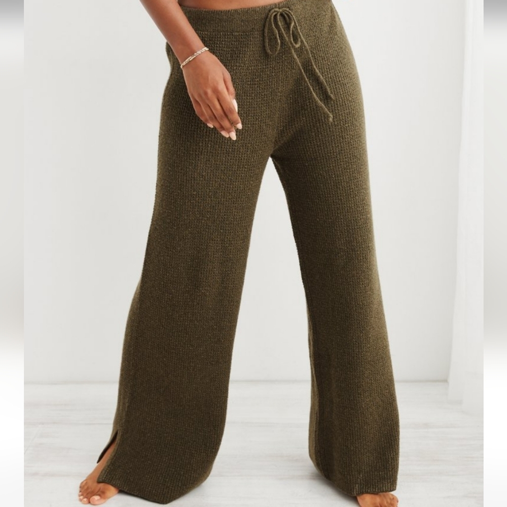 NWT Aerie CozyUp Waffle Skater Pant Size XL Washed Olive